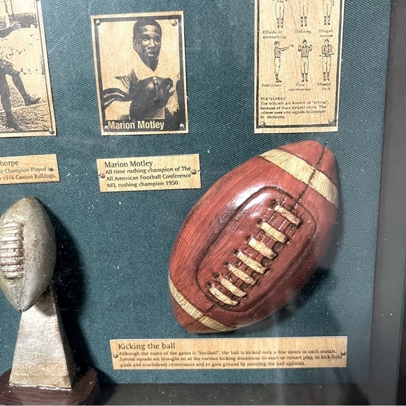 Vntg Wood Football Shadow Box Canton Bulldogs Bronko Nagurski Marion Motley - Picture 7 of 11
